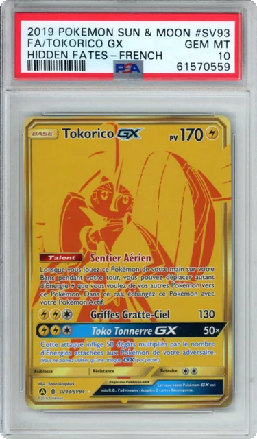 Pokemon Karte Tokorico-GX SV93/SV94 Gold Verborgene Schicksale PSA 10